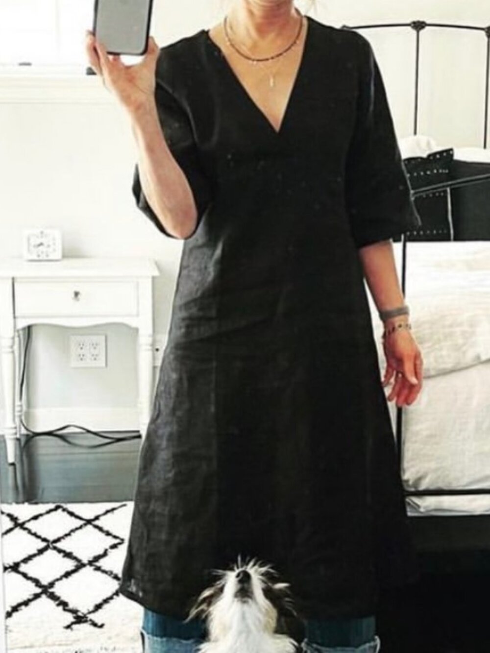 Jess Brown Piazza Dress in Black Linen
